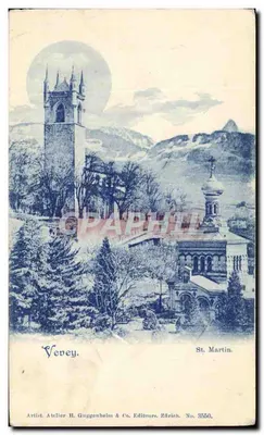Bilhete postal antigo Vevey St Martin
