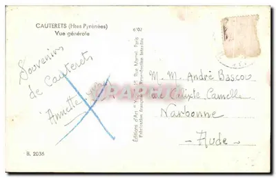 Cauterets (Wysokie Pireneje) — Ogólny widok — Wydawnictwo Sztuki 'Ycart' Paryż — Rewers