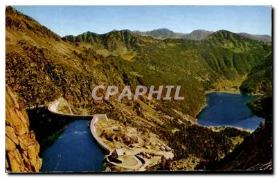 Bilhete postal antigo Valle D'Aure Barragem de Cap De Long
