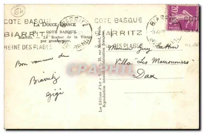 Le Rocher de la Vierge — Biarritz, Côte Basque — Éditions d'Art, Paris — Verso