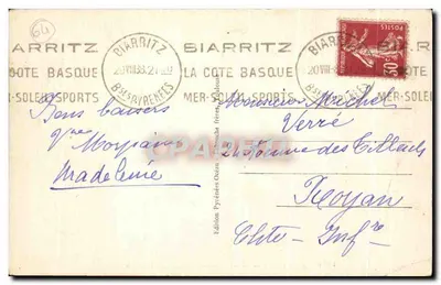 Biarritz — Przepiękna skała i Wzgórze Maryi Panny — Wydawnictwo Mer-Soleil, nr 1211 — Rewers
