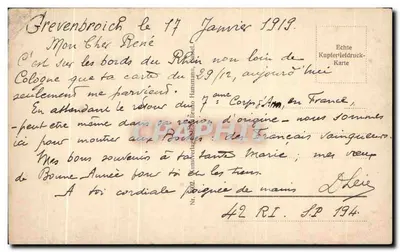 Katedra Kolonii — Front Północny — Echte Kupfertiefdruck-Karte — Rewers
