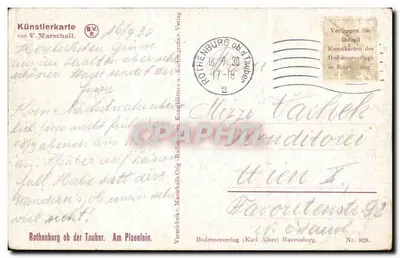 Rothenburg ob der Tauber — widok z bram miasta — Marschall, nr 828 — Rewers