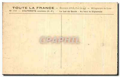 Jezioro Gaube — Le Vignemale — Éditions Jové, Pau (B.-R.) — Rewers