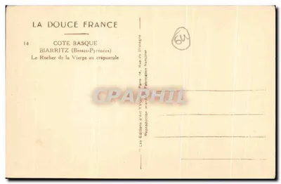 O Rocher de la Vierge em Biarritz — Costa Basca — Edições de Arte Yvon, n°14 — Verso