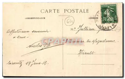 Biarritz Pittoresque — Ataque de ondas no Rocher de la Vierge — Edição A. Simons, N° 72 — Verso