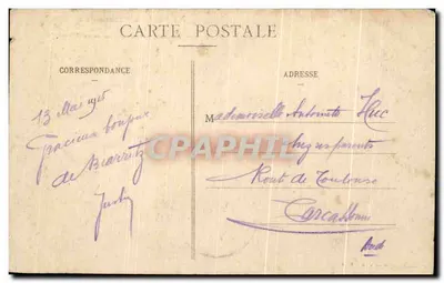 Biarritz Pittoresque — Morze w falach, skały, piękne hotele — N° 349 — Wydawnictwo Loumian — Rewers
