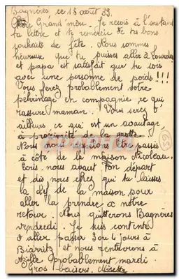 Bagnères-de-Bigorre — Termas de Salut — Fototipia Labouche Frères, Toulouse, n°399 — Verso