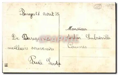 Przełęcz Tourmalet — Spadek z drogi Barèges — Fototyp Labouché Frères Toulouse nr 397 — Rewers