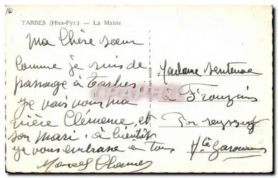 Tarbes (Altos-Pirineus) — A Prefeitura — Editor Cim — Verso