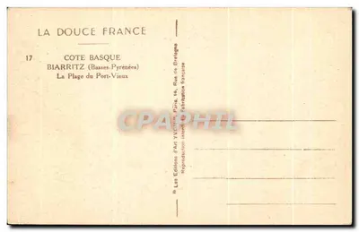 Biarritz - La Plage du Port-Vieux — Costa Vasca, editor Yvonn, n°17 — Reverso