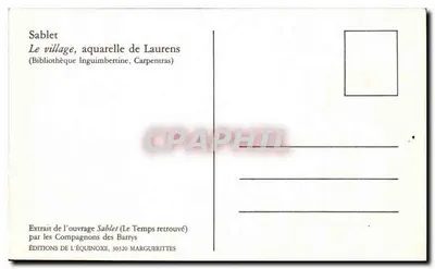 O vilarejo, aquarela de Laurens — Extraído da obra Sablet (O Tempo Recuperado) — Edições de l'Équinoxe, 30320 Marguerittes — Verso