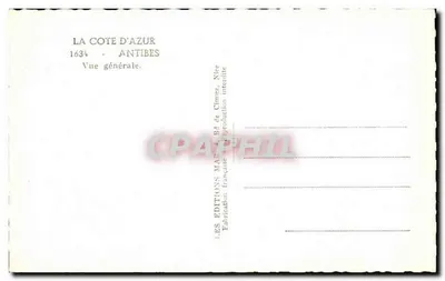 Antibes — Vista geral — Les Éditions M.A. de Cimiez, Nice — Verso