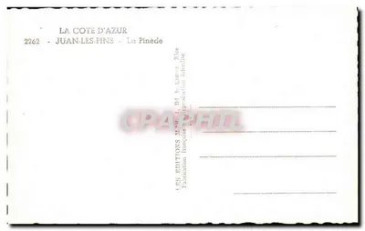 Juan-les-Pins — La Pinède — Les Éditions M. van 4, Bd. Le Clicq, Nice — Verso