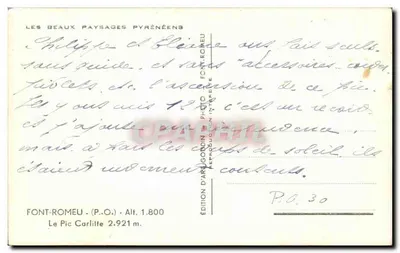 The Pic Carlitte — Font-Romeu — Edition d'Arpajon — Back