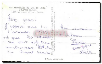 Le Meraviglie del Val de Loire — Orléans (Loiret). Un aspetto del parco Pasteur — Ed. Valoire, n° 4.097 — Verso