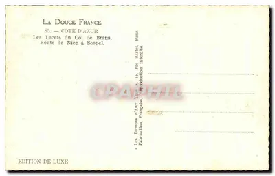 Os Curvas do Col de Braus — Estrada de Nice a Sospel — Edições d'Art Française — Verso