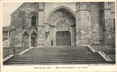 Clermont (Oise) — Igreja Saint-Samson — O Portal — Lecocq, tabac, Clermont-s-Oise