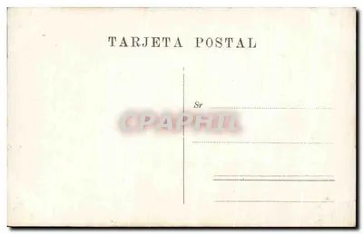 Andres de San Juan — wnętrze kościoła z wyłożonymi drewnianymi krzesłami — Tarjeta Postal — Rewers