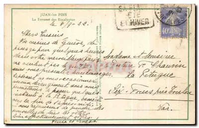 Uitzicht van de Terras van de Eucalyptus — JUAN-LES-PINS — uitgever FAIRAS — Achterkant