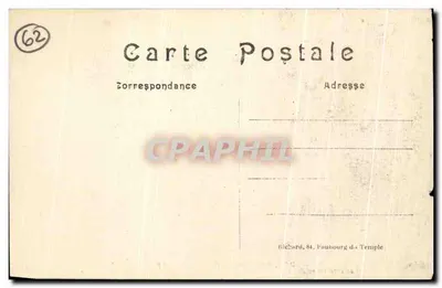 Widok wewnętrzny kościoła w Hébuttere (P.-de-C.) po bombardowaniu — Wielka Wojna 1914-15 — A. R. — Rewers