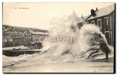 La Tempesta — scena di mare agitato con onde che si frangono davanti a degli edifici — editore sconosciuto, n. 23