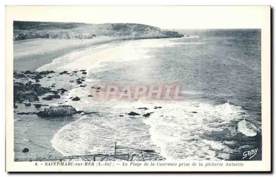 SAINT-MARC-sur-MER (L.-Inf.) — Plaża Courance z punktu widzenia rybarni Aulnette — G. Arrouaud, wyd. — Nantes