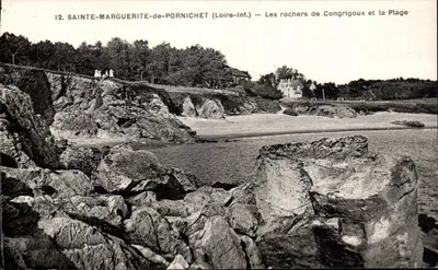 Sainte-Marguerite-de-Pornichet (Loire-Inf.) — Skaliste wybrzeże Congrigoux i plaża