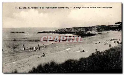 Sainte-Marquerite-de-Pornichet (Loire-Inf.) — Plaża w kierunku Punktu Congrigoux — F. Chapeau, wydawca Nantes
