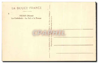 Reims (Marne) — A Catedral: A Nave e a Rosace — Éditions d'Art Yvonne — Verso