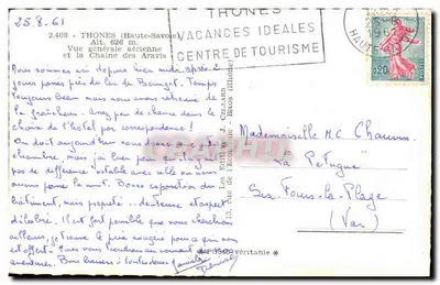 Ogólny widok z lotu — Thônes (Haute-Savoie) — Centrum Turystyczne — Rewers