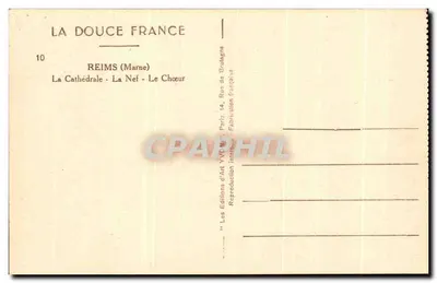 Reims (Marne) — A Catedral - A Nave - O Coro — Éditions d'Art Yvon — Verso