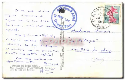 Abpia Hautecombe — Widok na Jezioro Bourget — Wydawnictwo EDY, n°482 — Rewers
