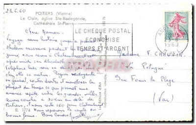 Poitiers — vista de la catedral y del puente sobre la Vienne — editor Lion — Reverso