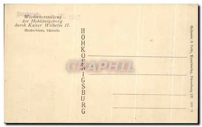 Zamek Hohkönigsburg — rekonstrukcja po 1913 — wydawnictwo Holmann & Reft, Strasbourg — Rewers