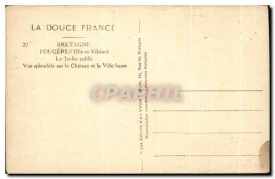 Fougères — O Jardim Público — Edições d'Art Yvonn — Verso