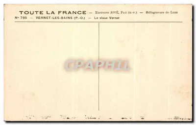 Vernet-les-Bains — O velho Vernet — Éditions Jové, Pau (B.P.) — Verso