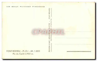 Pic du Carlit — sommet enneigé — Édition d'Art Goudin, Font-Romeu — Back
