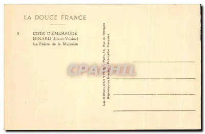 La Pointe de la Malouine — Dinard (Ille-et-Vilaine) — Wydawnictwo Sztuki YVCN, Paryż — Rewers