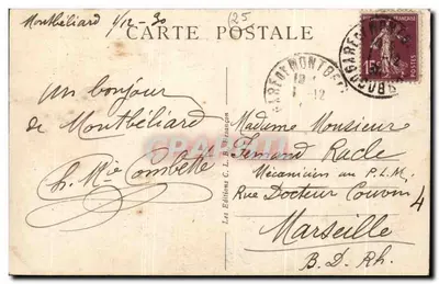 Montbéliard (Doubs) — O Castelo — Vista tirada da Avenida Presidente-Wilson — Edição C.L. Bécaudon — Verso