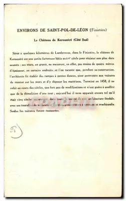 Zamek Kerouzéré — Okolice Saint-Pol-de-Léon (Finistère) — Kolekcja Soution Pautaubege, 3. seria — Rewers