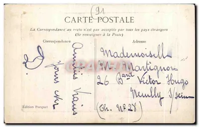 Bilhete postal antigo Courances Fachada Principal Do Castelo — Verso