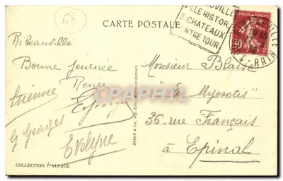 Ribeauvillé and the Three Castles — Vintage Postcard n°1284 — Braun & Cie, Mulhouse — Back