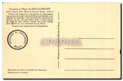 Ossuaire i Molo Douaumont — Krypta z Tombeaux, lewa strona Monuments — Héliogravure Réunies de Nancy — Rewers
