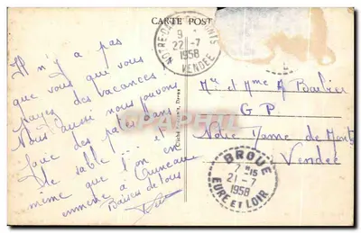 Bilhete postal antigo Marolles Les Carrieres — Verso