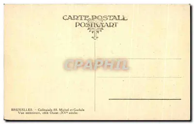 Brussel — Kerk van de Heiligen Michaël en Gudula — westzijde — buitenkant — uitgever Carte Postale Art — Achterkant