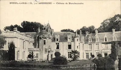 Bilhete postal antigo Breuil Chauseel Bressuire Castelo de Blanchecoudre