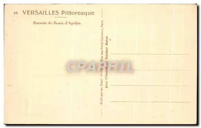 Versailles — Rotunda Basenu Apollona — Wydane przez Wydawców Yvon, Rue des Poilés Carreaux, Paryż — Rewers