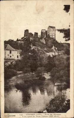 Hérisson (Allier) — Rives do rio Aumance e as ruínas do Velho Castelo (século XIII) — La Cigogne, n° 2343