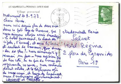 Vila provençal — Aquarela de J. Romey — Editor: As Aquarelas da Provença-Costa Azul — Verso